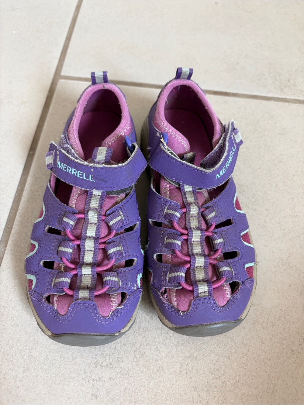 Merrell Girls' Purple and Pink Closed-Toe Active Sandals